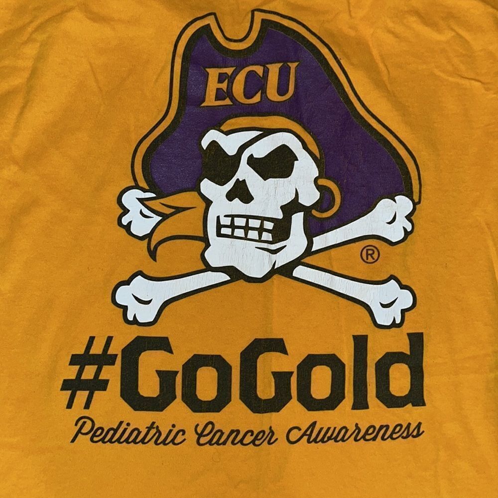 Pediatric Cancer Big Man ECU East carolina Pirates Ultimate T shirt #GoGold 4XL